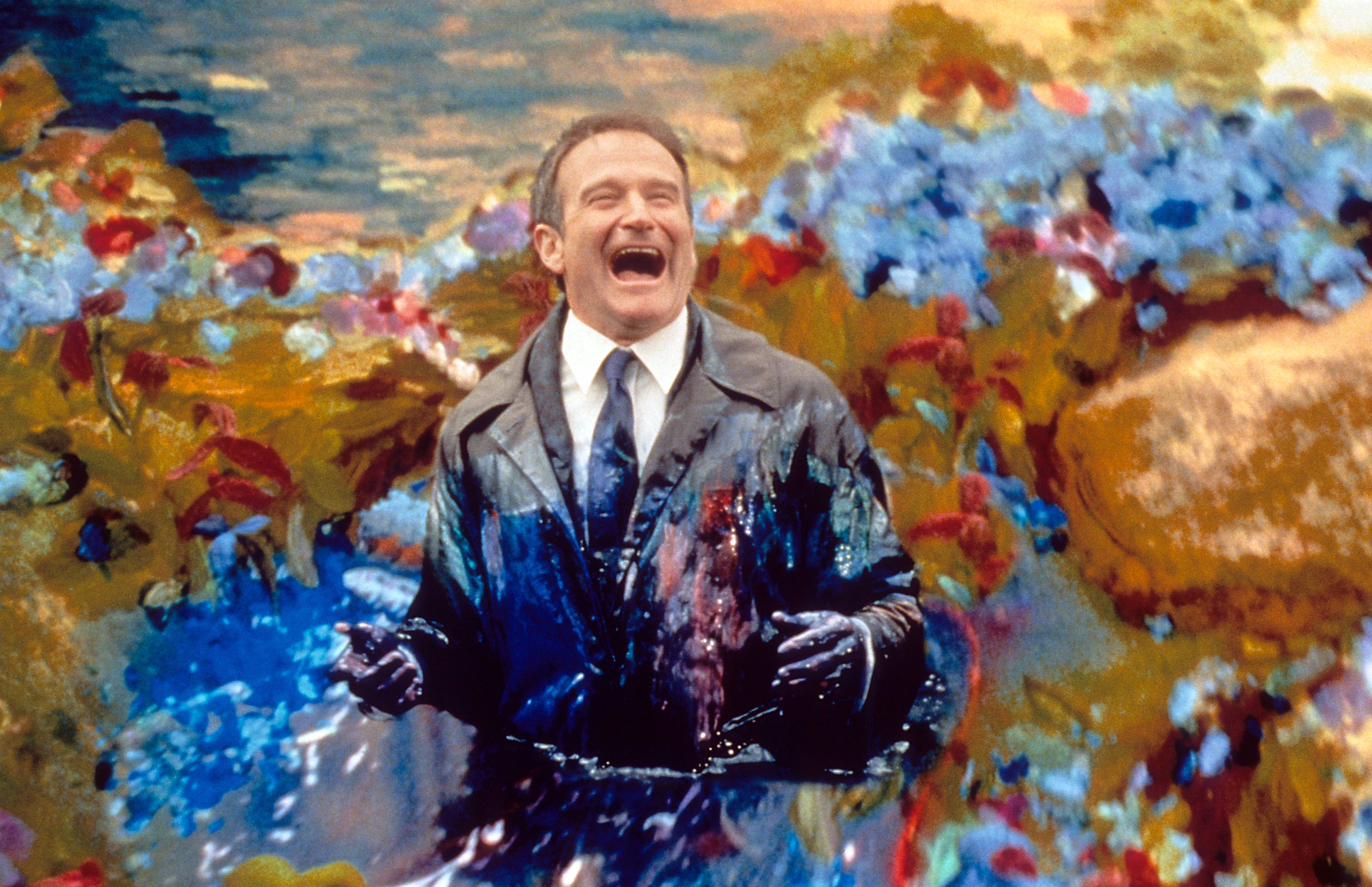 Robin Williams is covered in paint in a scene from the film 'What Dreams May Come', 1998. (Photo by Polygram Filmed Entertainment/Getty Images)